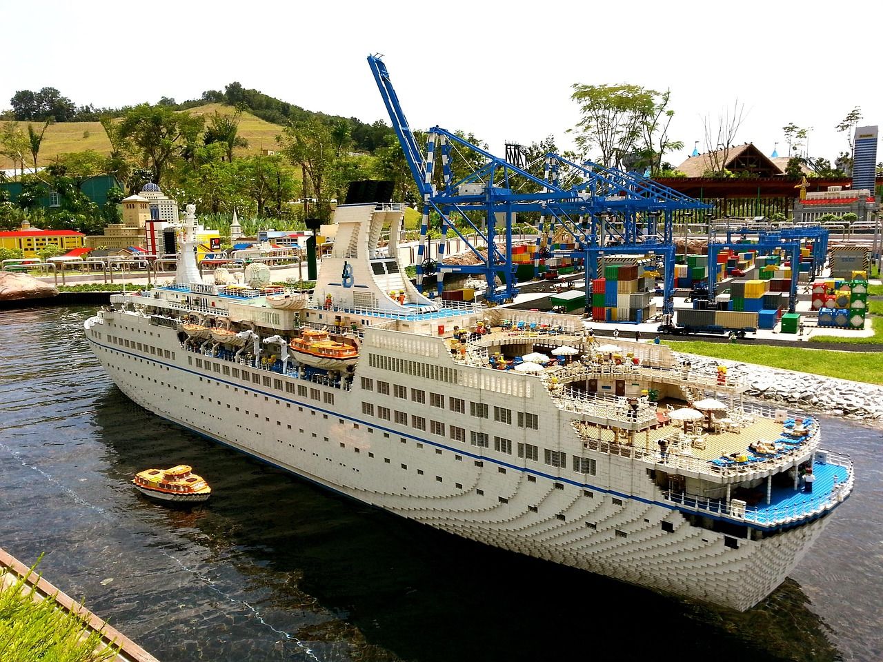 Ship made with Lego on water in Legoland Malaysia